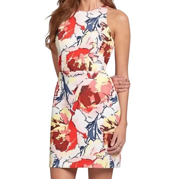 Abercrombie and Fitch floral halter mini key hole back spring colorful flowers S - Picture 1 of 15